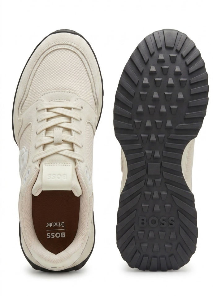 BOSS Suede-Trim Trainers with Double B Monogram