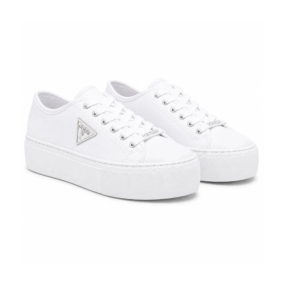 GUESS JOEZI Triangle Logo Platform Sneakers Women - WHT