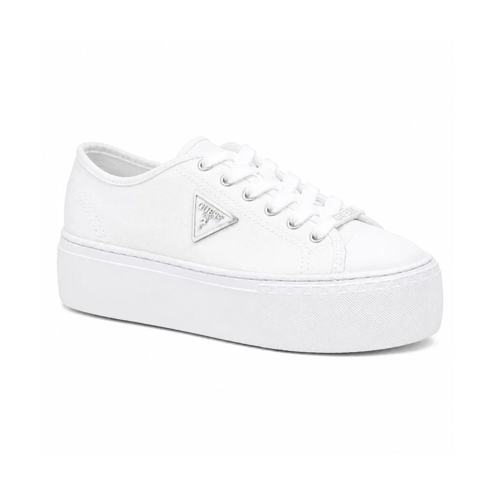GUESS JOEZI Triangle Logo Platform Sneakers Women - WHT