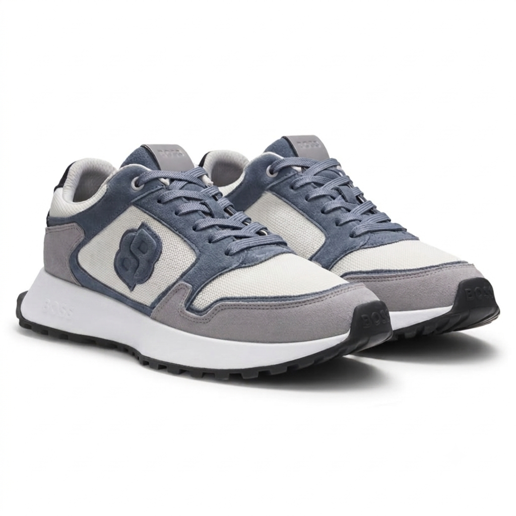 BOSS Suede-Trim Trainers with Double B Monogram