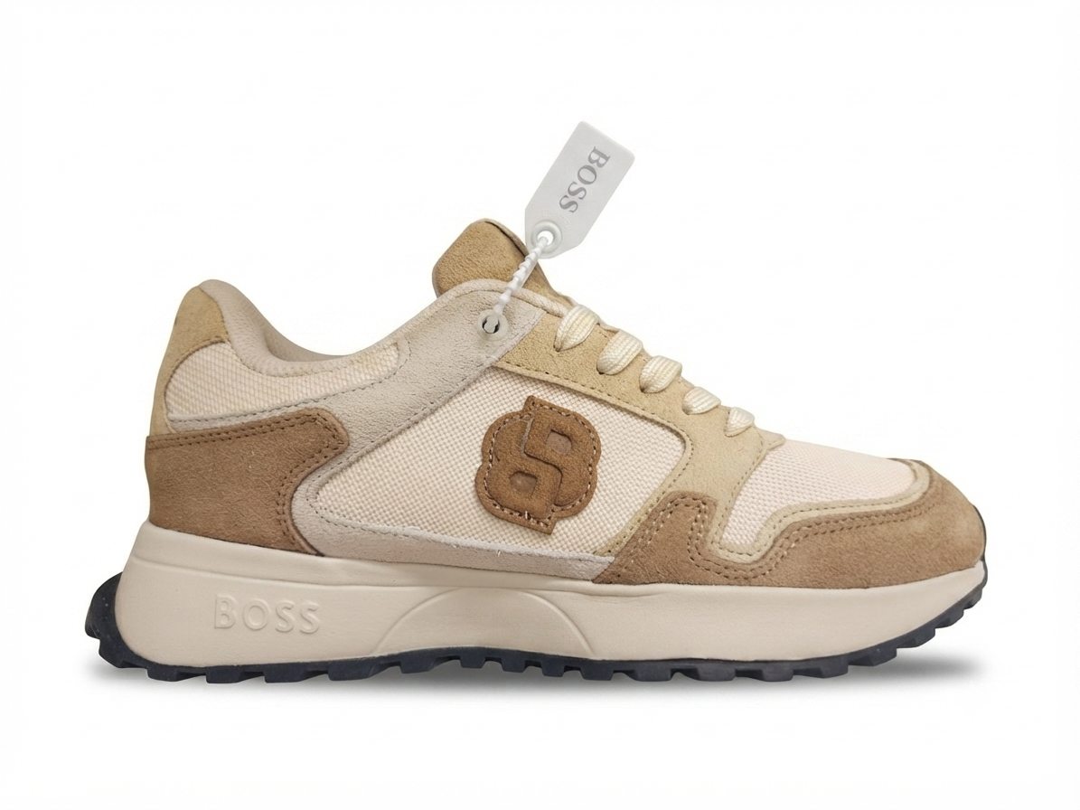 BOSS Suede-Trim Trainers with Double B Monogram