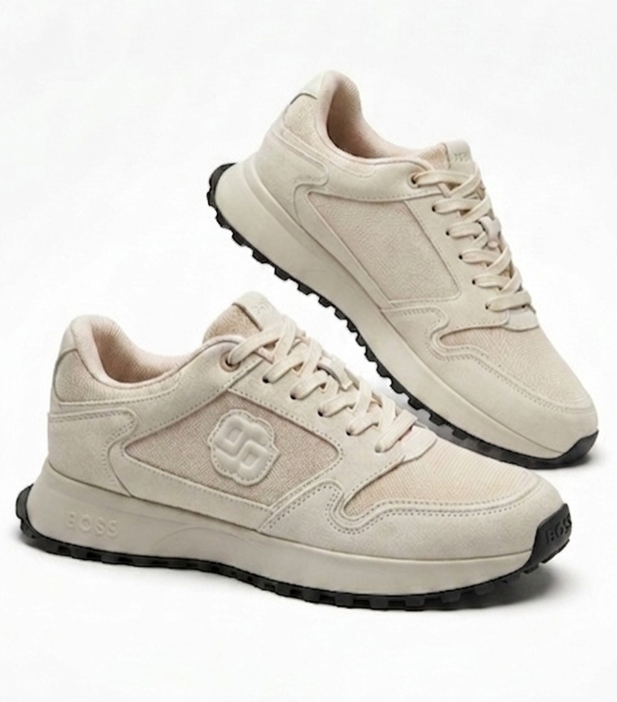 BOSS Suede-Trim Trainers with Double B Monogram